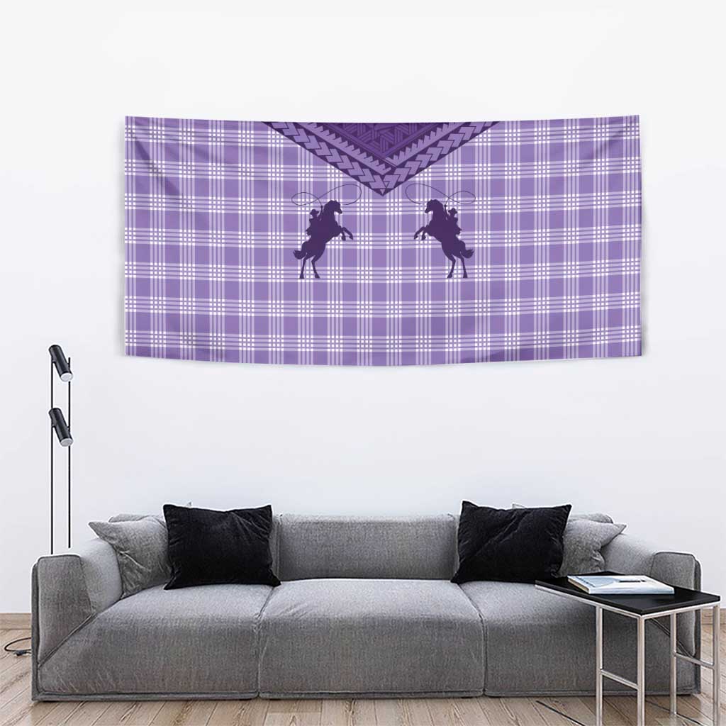 Aloha Hawaii Cowboys Paniolo Tapestry Violet Palaka - Polynesian Pride