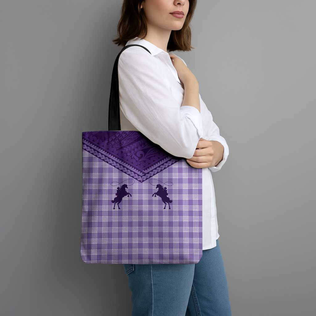 Aloha Hawaii Cowboys Paniolo Tote Bag Violet Palaka - Polynesian Pride