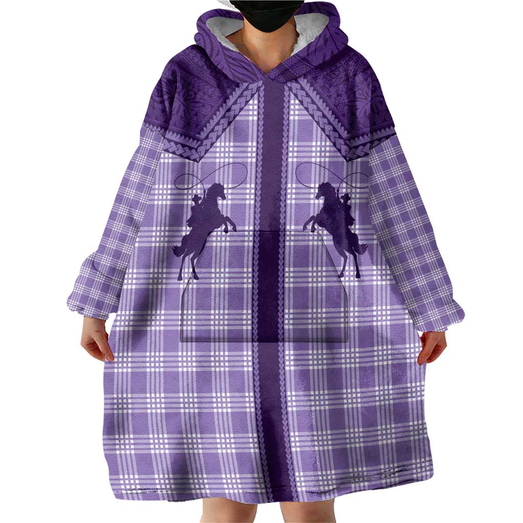 Aloha Hawaii Cowboys Paniolo Wearable Blanket Hoodie Violet Palaka LT7 - Polynesian Pride