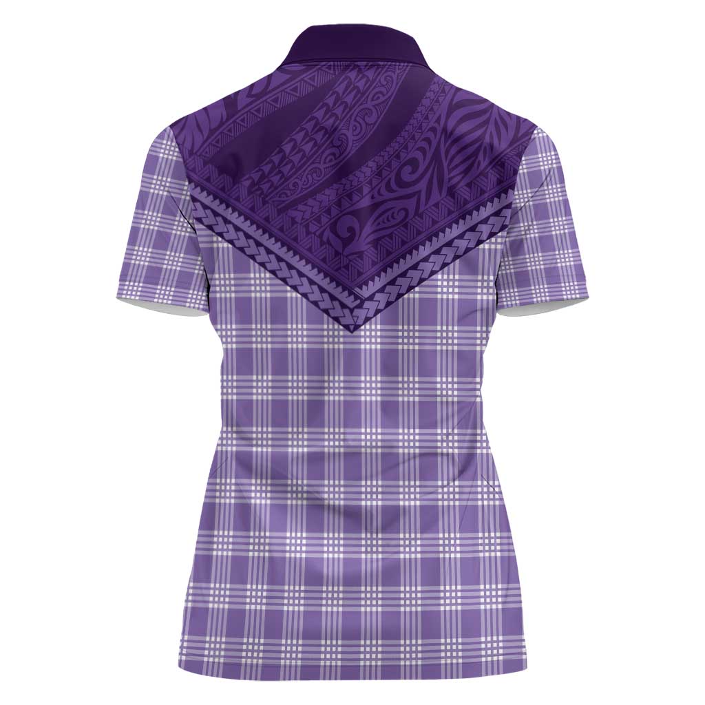 Aloha Hawaii Cowboys Paniolo Women Polo Shirt Violet Palaka - Polynesian Pride