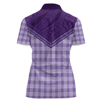 Aloha Hawaii Cowboys Paniolo Women Polo Shirt Violet Palaka - Polynesian Pride