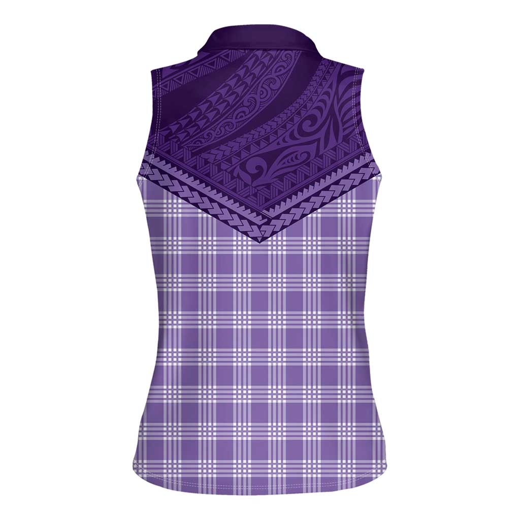 Aloha Hawaii Cowboys Paniolo Women Sleeveless Polo Shirt Violet Palaka LT7 - Polynesian Pride