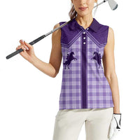 Aloha Hawaii Cowboys Paniolo Women Sleeveless Polo Shirt Violet Palaka LT7 - Polynesian Pride
