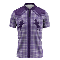 Aloha Hawaii Cowboys Paniolo Zipper Polo Shirt Violet Palaka LT7 Purple - Polynesian Pride