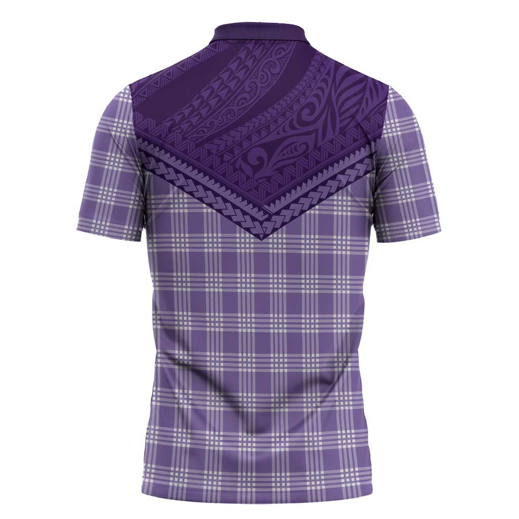 Aloha Hawaii Cowboys Paniolo Zipper Polo Shirt Violet Palaka LT7 - Polynesian Pride