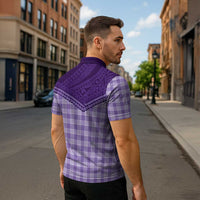 Aloha Hawaii Cowboys Paniolo Zipper Polo Shirt Violet Palaka LT7 - Polynesian Pride