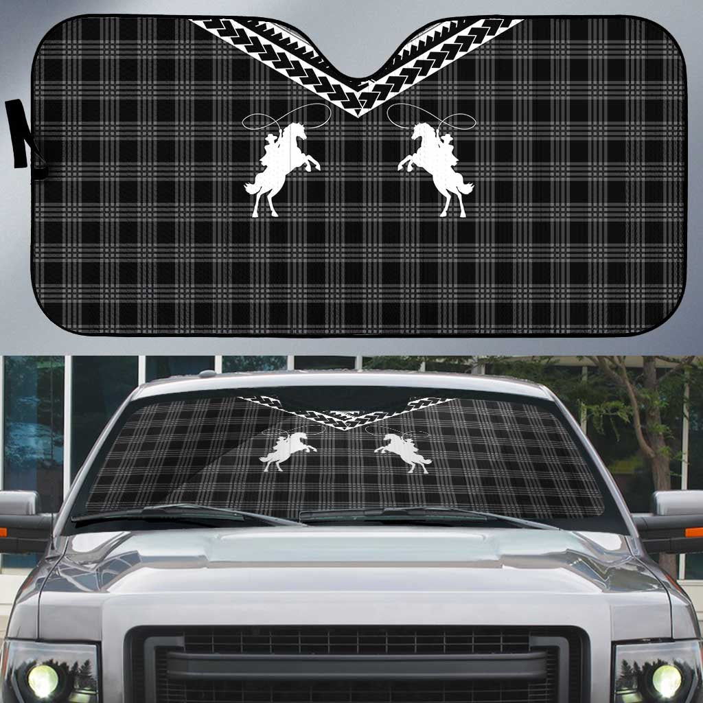 Aloha Hawaii Cowboys Paniolo Auto Sun Shade Black Palaka - Polynesian Pride