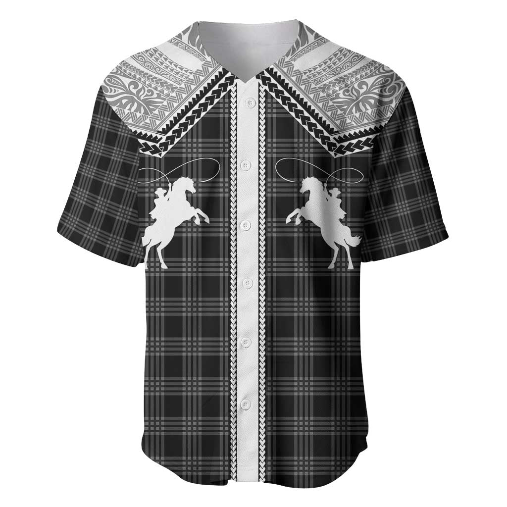 Aloha Hawaii Cowboys Paniolo Baseball Jersey Black Palaka - Polynesian Pride