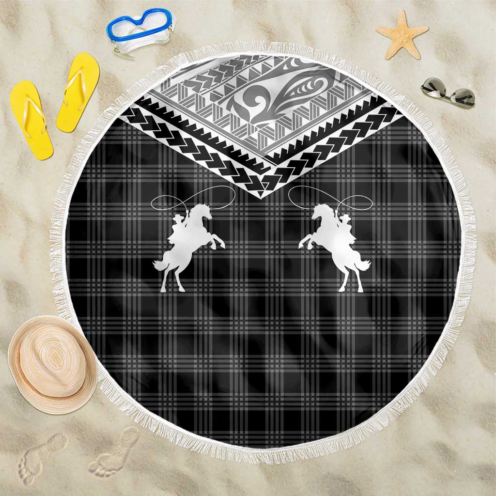 Aloha Hawaii Cowboys Paniolo Beach Blanket Black Palaka - Polynesian Pride