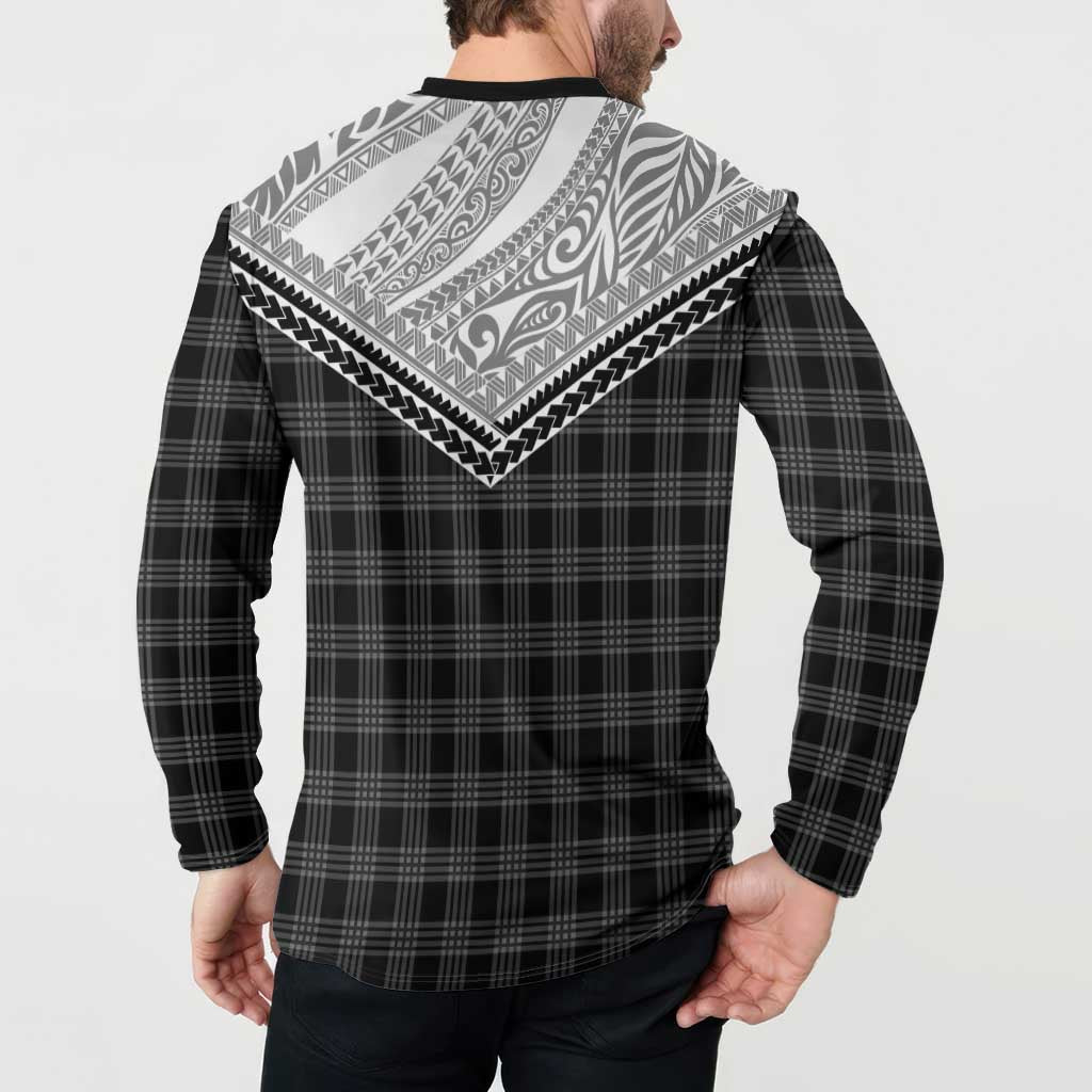 Aloha Hawaii Cowboys Paniolo Button Sweatshirt Black Palaka - Polynesian Pride