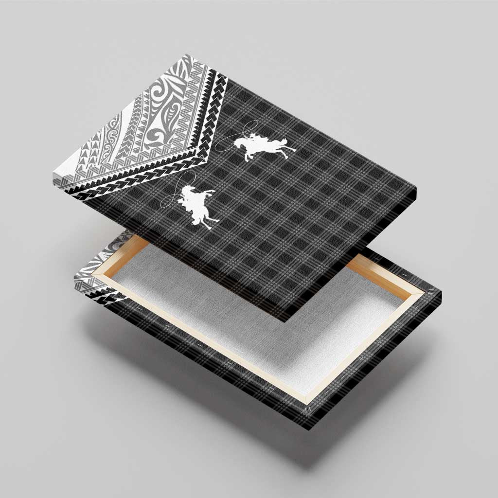 Aloha Hawaii Cowboys Paniolo Canvas Wall Art Black Palaka - Polynesian Pride