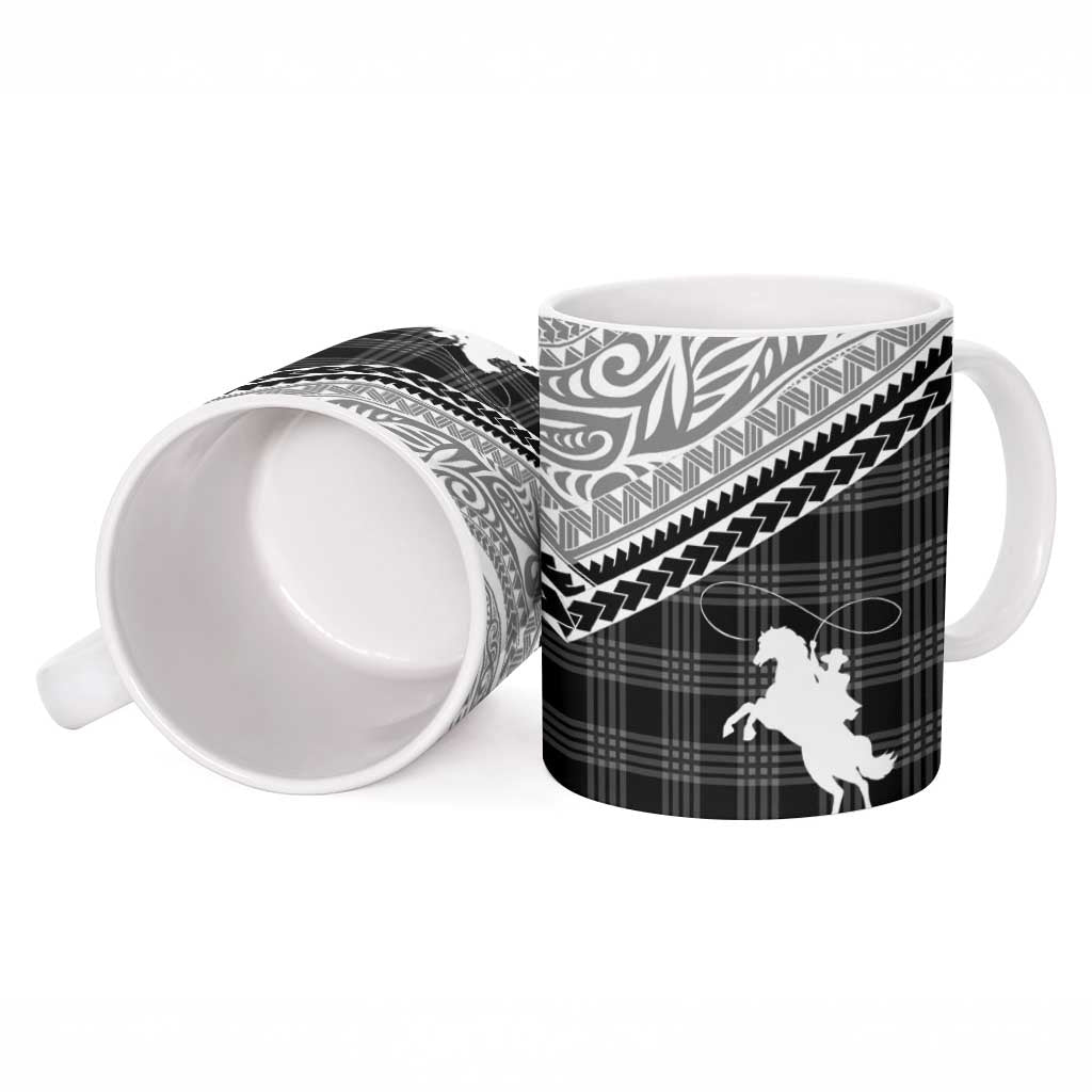 Aloha Hawaii Cowboys Paniolo Ceramic Mug Black Palaka - Polynesian Pride