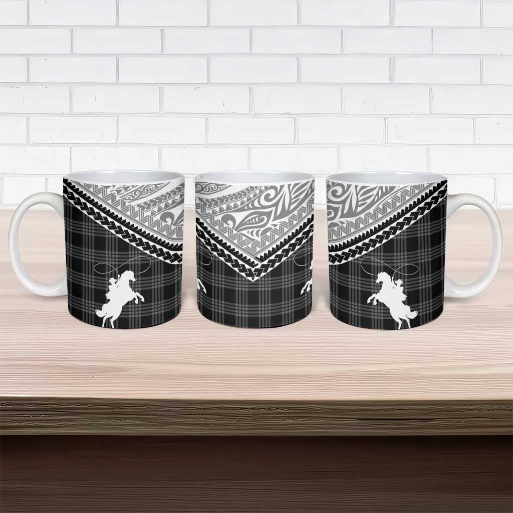 Aloha Hawaii Cowboys Paniolo Ceramic Mug Black Palaka - Polynesian Pride