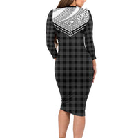 Aloha Hawaii Cowboys Paniolo Family Matching Long Sleeve Bodycon Dress and Hawaiian Shirt Black Palaka - Polynesian Pride