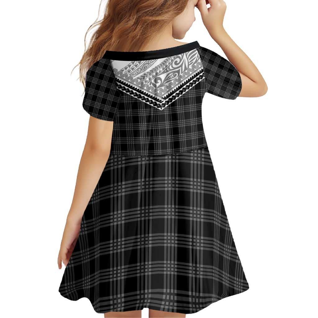 Aloha Hawaii Cowboys Paniolo Family Matching Off Shoulder Short Dress and Hawaiian Shirt Black Palaka - Polynesian Pride