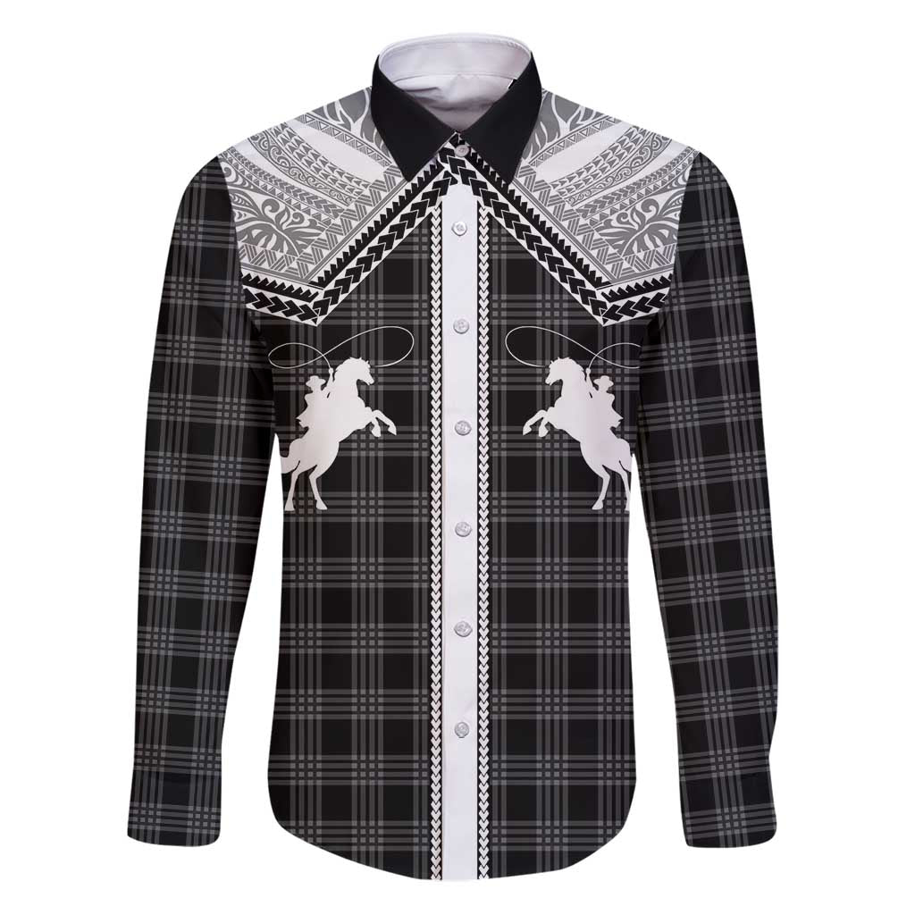 Aloha Hawaii Cowboys Paniolo Family Matching Puletasi and Hawaiian Shirt Black Palaka - Polynesian Pride