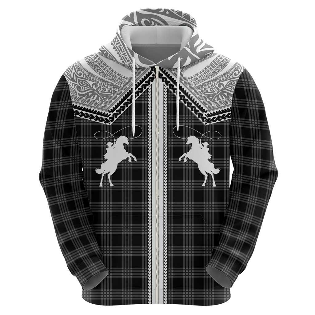 Aloha Hawaii Cowboys Paniolo Hoodie Black Palaka - Polynesian Pride