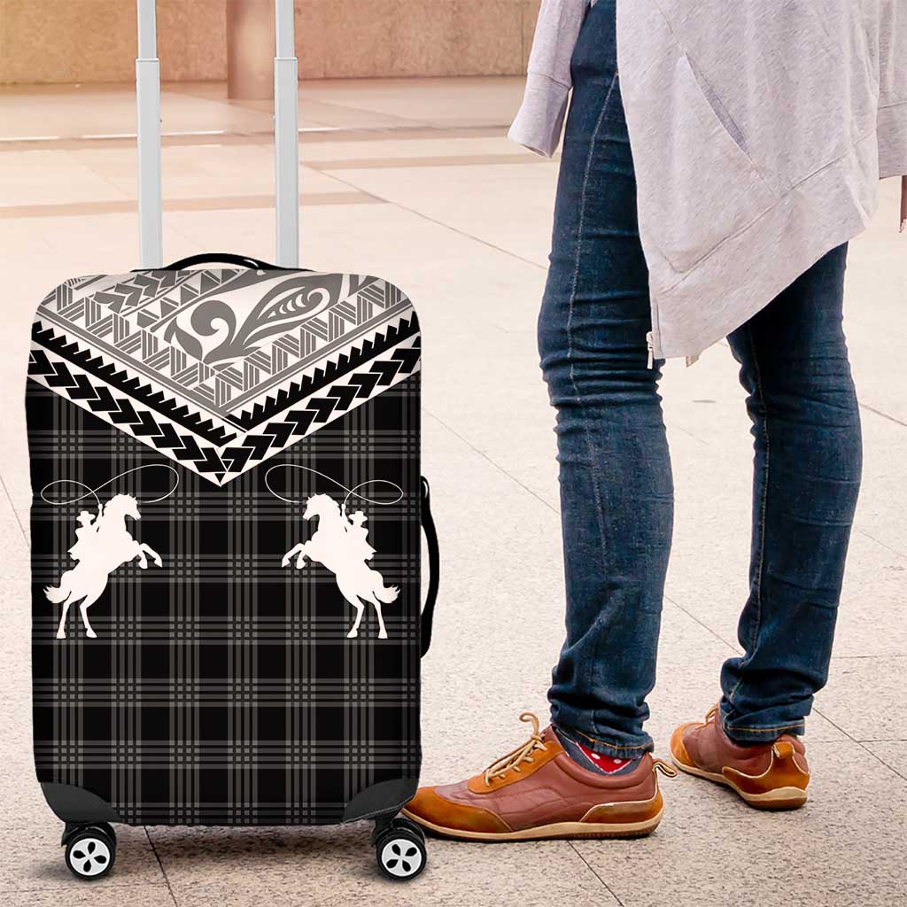 Aloha Hawaii Cowboys Paniolo Luggage Cover Black Palaka - Polynesian Pride