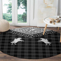 Aloha Hawaii Cowboys Paniolo Round Carpet Black Palaka - Polynesian Pride