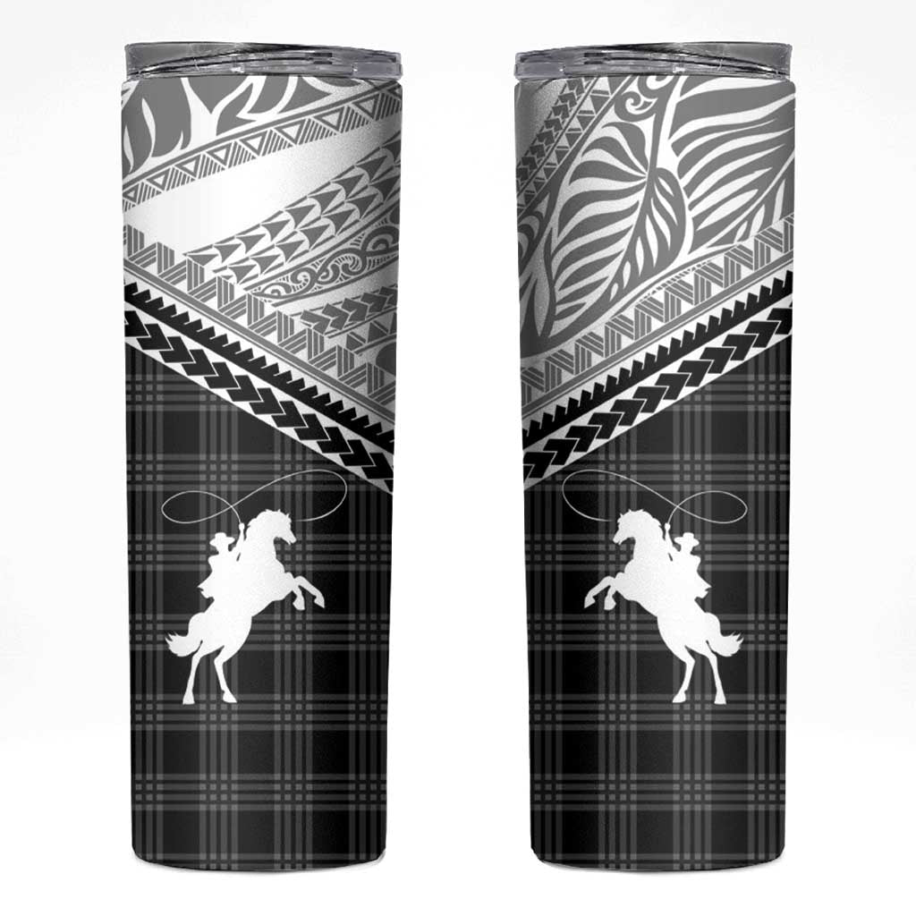 Aloha Hawaii Cowboys Paniolo Skinny Tumbler Black Palaka - Polynesian Pride
