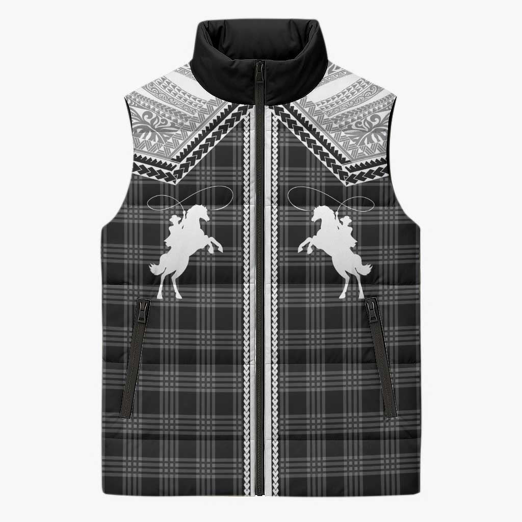 Aloha Hawaii Cowboys Paniolo Sleeveless Puffer Jacket Black Palaka LT7 Unisex Black - Polynesian Pride