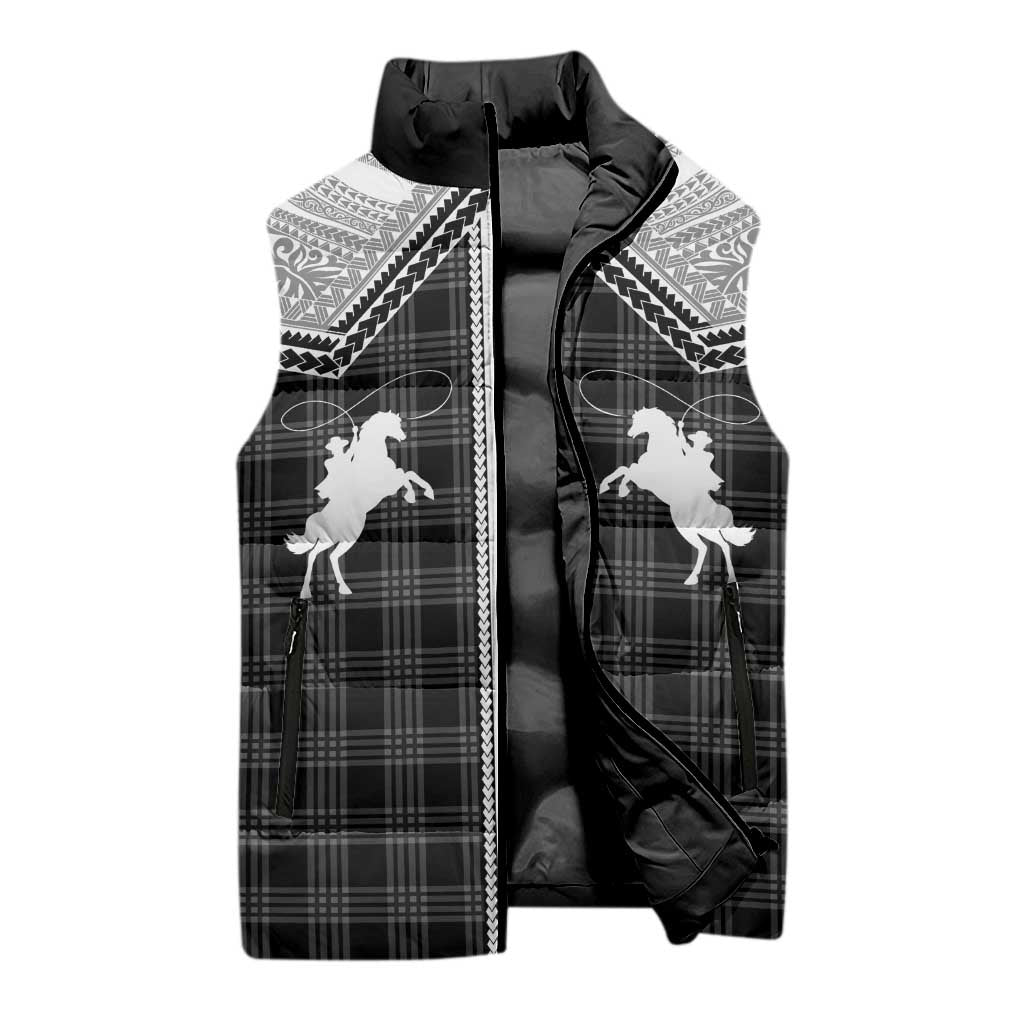 Aloha Hawaii Cowboys Paniolo Sleeveless Puffer Jacket Black Palaka LT7 - Polynesian Pride