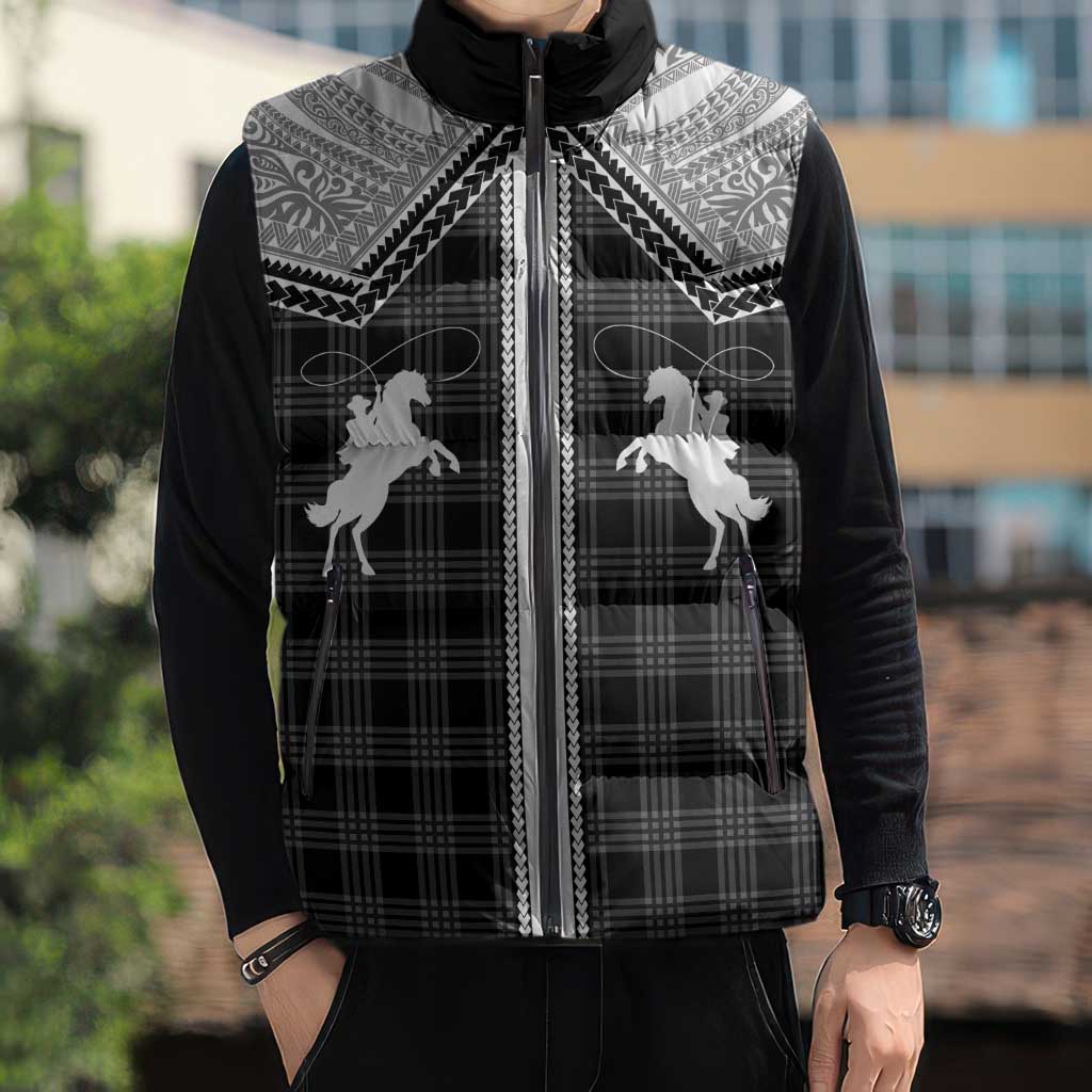 Aloha Hawaii Cowboys Paniolo Sleeveless Puffer Jacket Black Palaka LT7 - Polynesian Pride