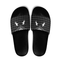 Aloha Hawaii Cowboys Paniolo Slide Sandals Black Palaka - Polynesian Pride