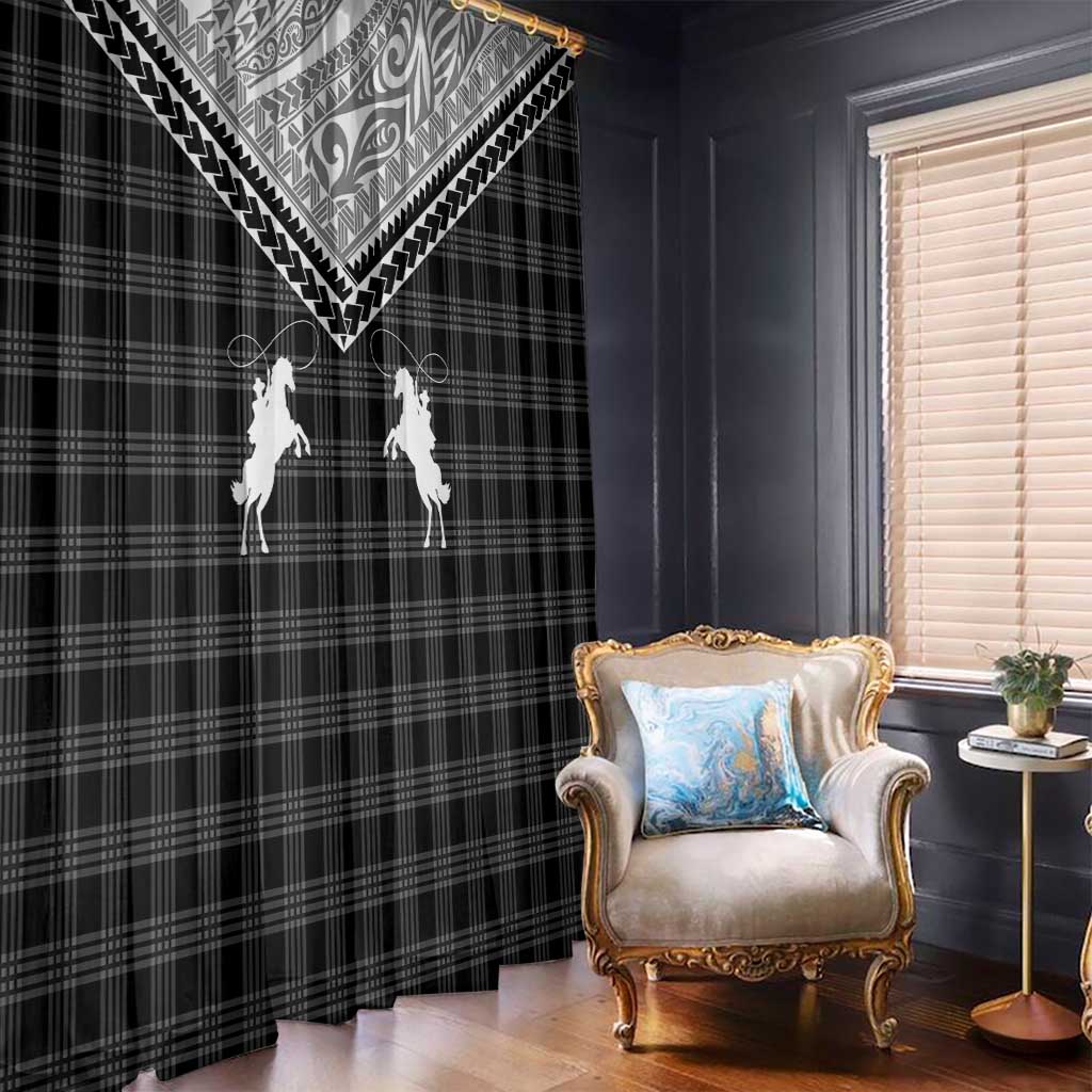 Aloha Hawaii Cowboys Paniolo Window Curtain Black Palaka - Polynesian Pride