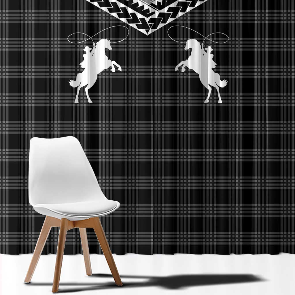 Aloha Hawaii Cowboys Paniolo Window Curtain Black Palaka - Polynesian Pride