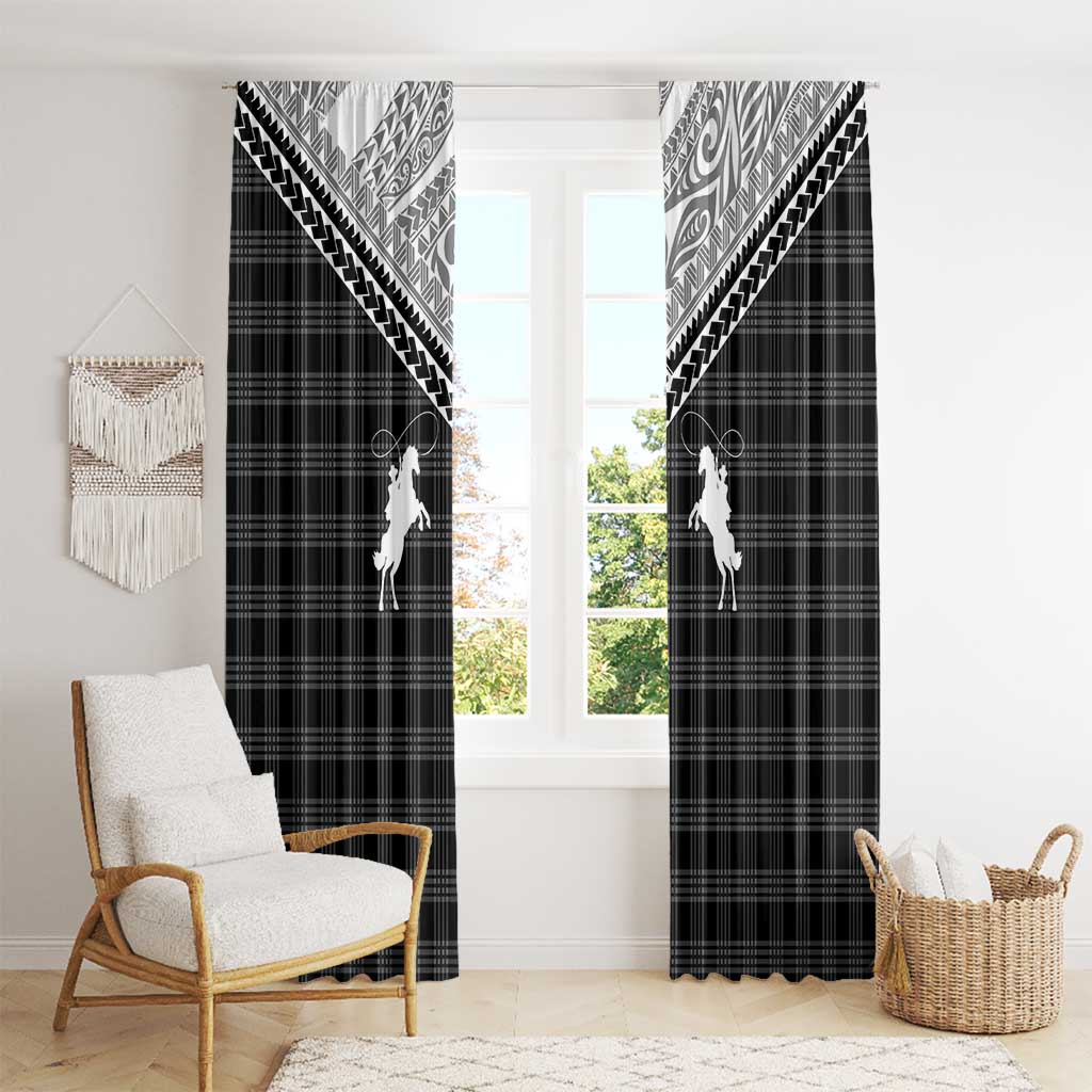 Aloha Hawaii Cowboys Paniolo Window Curtain Black Palaka - Polynesian Pride