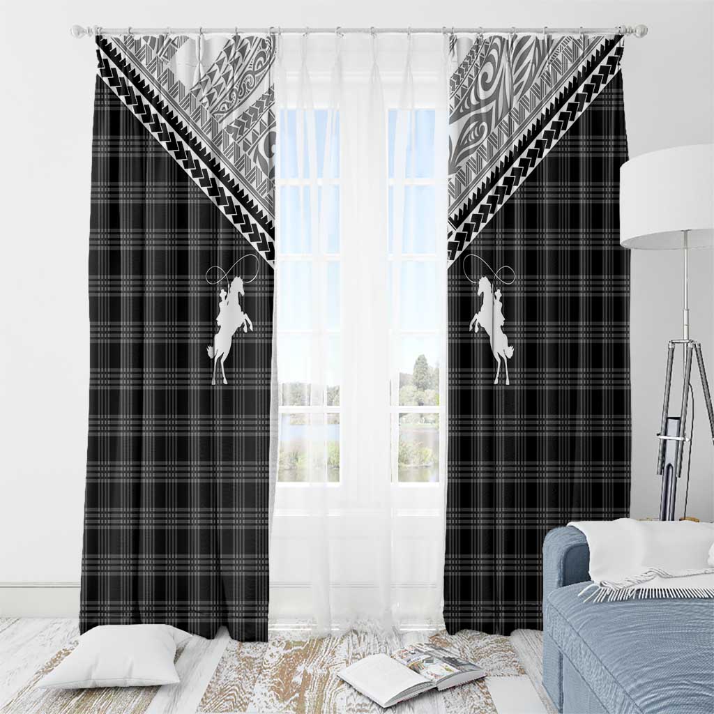 Aloha Hawaii Cowboys Paniolo Window Curtain Black Palaka - Polynesian Pride