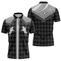 Aloha Hawaii Cowboys Paniolo Zipper Polo Shirt Black Palaka LT7 - Polynesian Pride