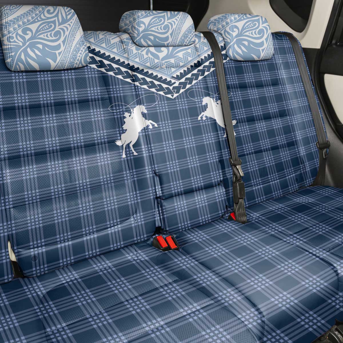 Aloha Hawaii Cowboys Paniolo Back Car Seat Cover Navy Blue Palaka - Polynesian Pride