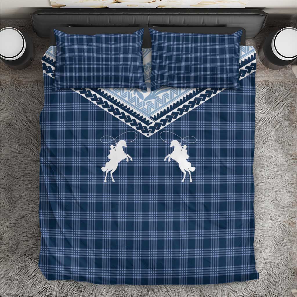 Aloha Hawaii Cowboys Paniolo Bedding Set Navy Blue Palaka - Polynesian Pride