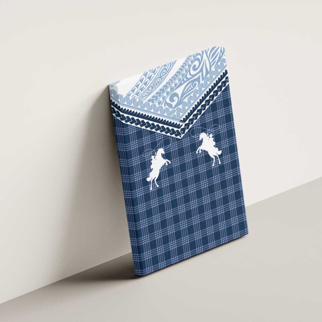 Aloha Hawaii Cowboys Paniolo Canvas Wall Art Navy Blue Palaka - Polynesian Pride