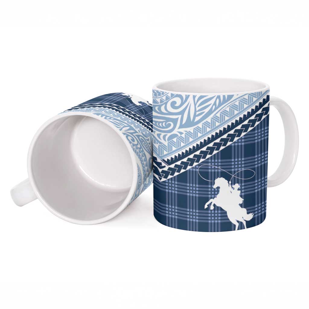 Aloha Hawaii Cowboys Paniolo Ceramic Mug Navy Blue Palaka - Polynesian Pride