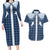 Aloha Hawaii Cowboys Paniolo Couples Matching Long Sleeve Bodycon Dress and Hawaiian Shirt Navy Blue Palaka - Polynesian Pride