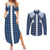 Aloha Hawaii Cowboys Paniolo Couples Matching Summer Maxi Dress and Long Sleeve Button Shirt Navy Blue Palaka - Polynesian Pride