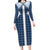 Aloha Hawaii Cowboys Paniolo Family Matching Long Sleeve Bodycon Dress and Hawaiian Shirt Navy Blue Palaka - Polynesian Pride