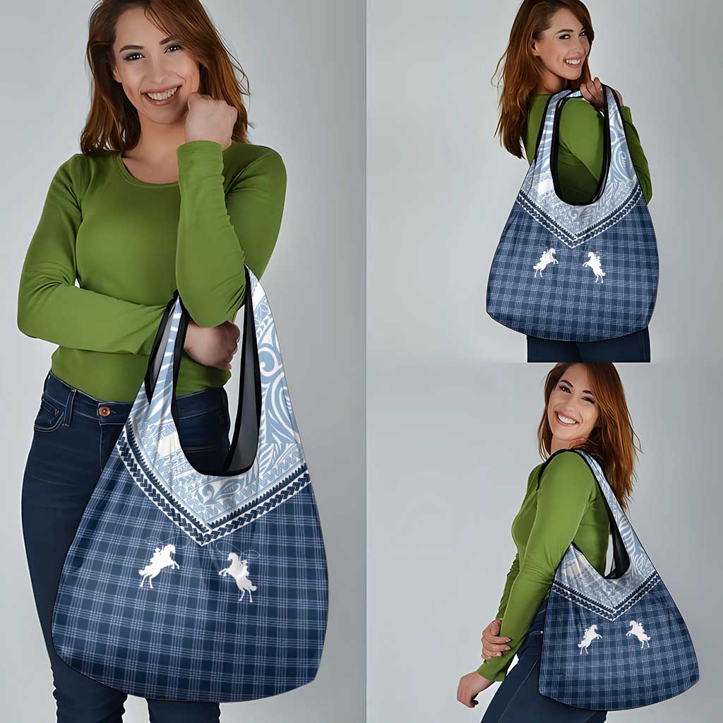 Aloha Hawaii Cowboys Paniolo Grocery Bag Navy Blue Palaka - Polynesian Pride