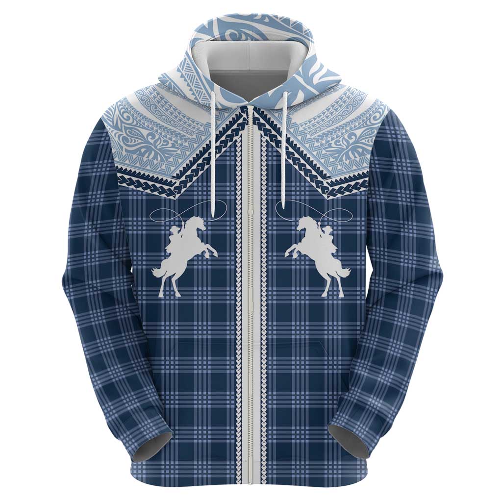 Aloha Hawaii Cowboys Paniolo Hoodie Navy Blue Palaka - Polynesian Pride