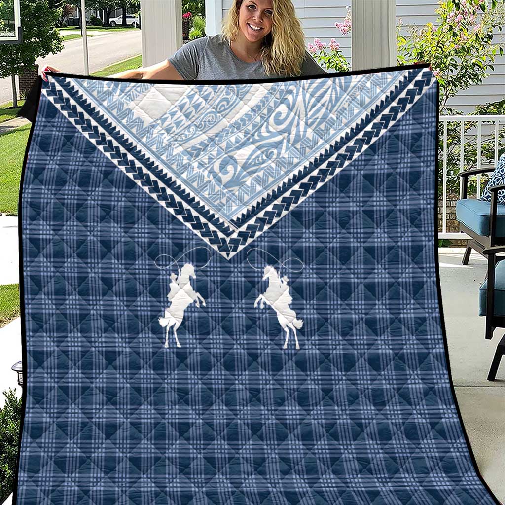Aloha Hawaii Cowboys Paniolo Quilt Navy Blue Palaka - Polynesian Pride