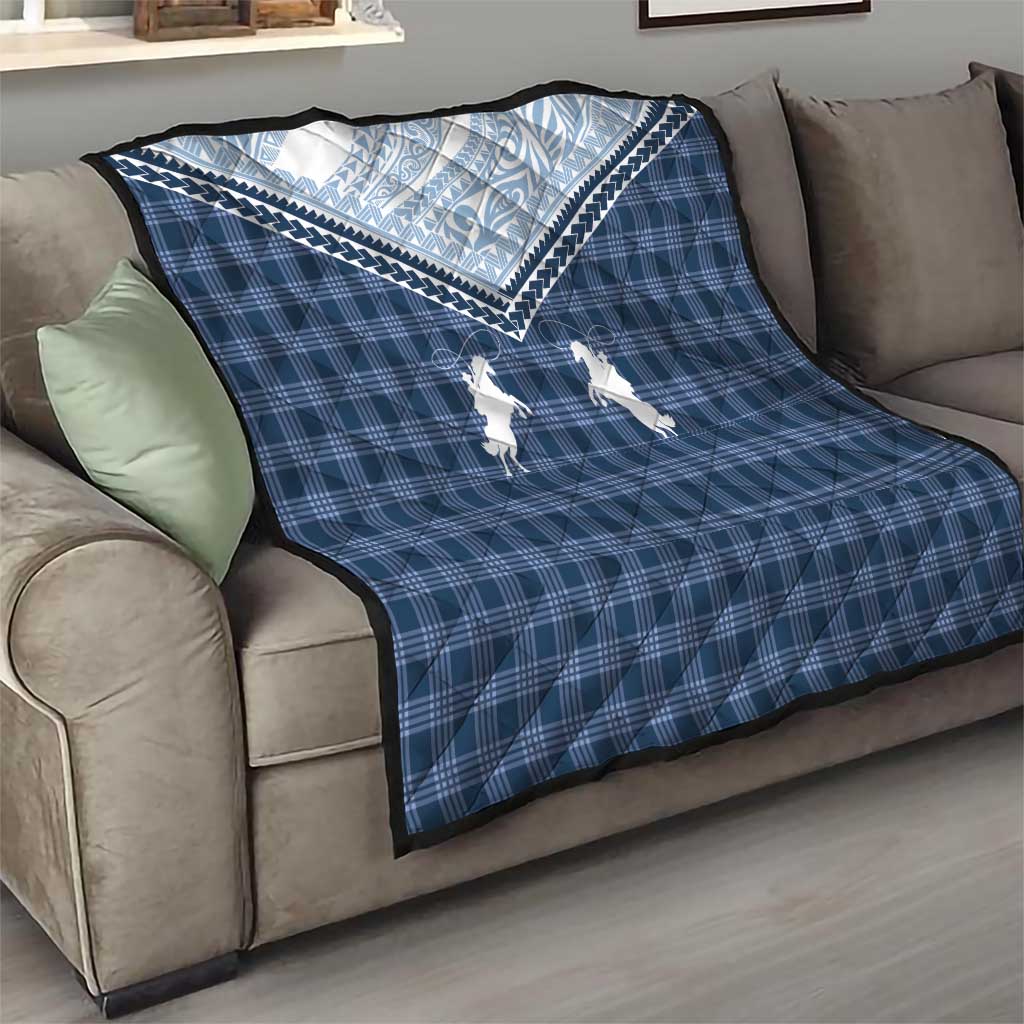 Aloha Hawaii Cowboys Paniolo Quilt Navy Blue Palaka - Polynesian Pride