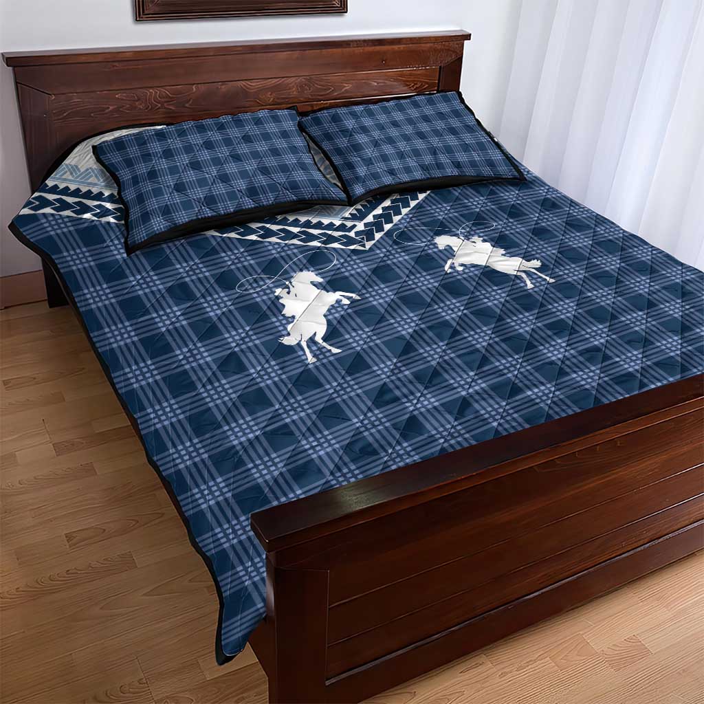 Aloha Hawaii Cowboys Paniolo Quilt Bed Set Navy Blue Palaka - Polynesian Pride