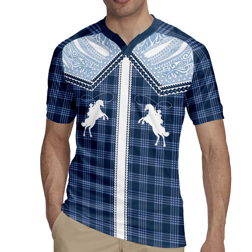 Aloha Hawaii Cowboys Paniolo Rugby Jersey Navy Blue Palaka - Polynesian Pride