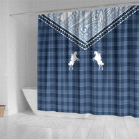 Aloha Hawaii Cowboys Paniolo Shower Curtain Navy Blue Palaka - Polynesian Pride