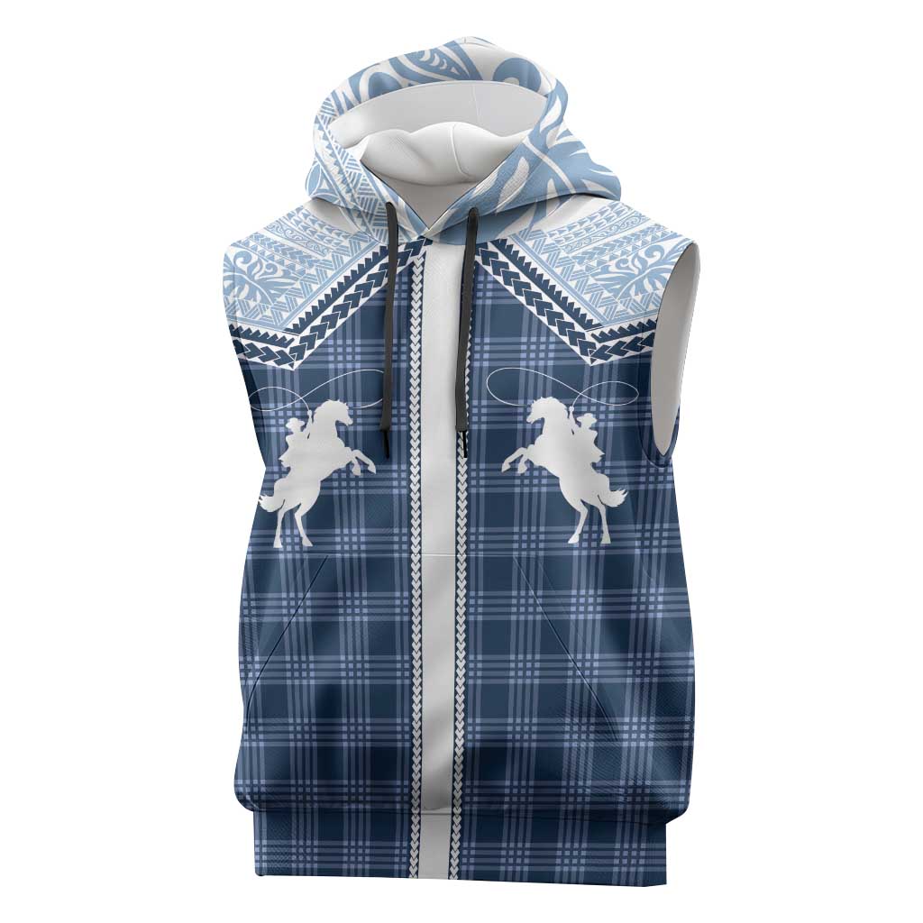 Aloha Hawaii Cowboys Paniolo Sleeveless Hoodie Navy Blue Palaka LT7 Navy - Polynesian Pride