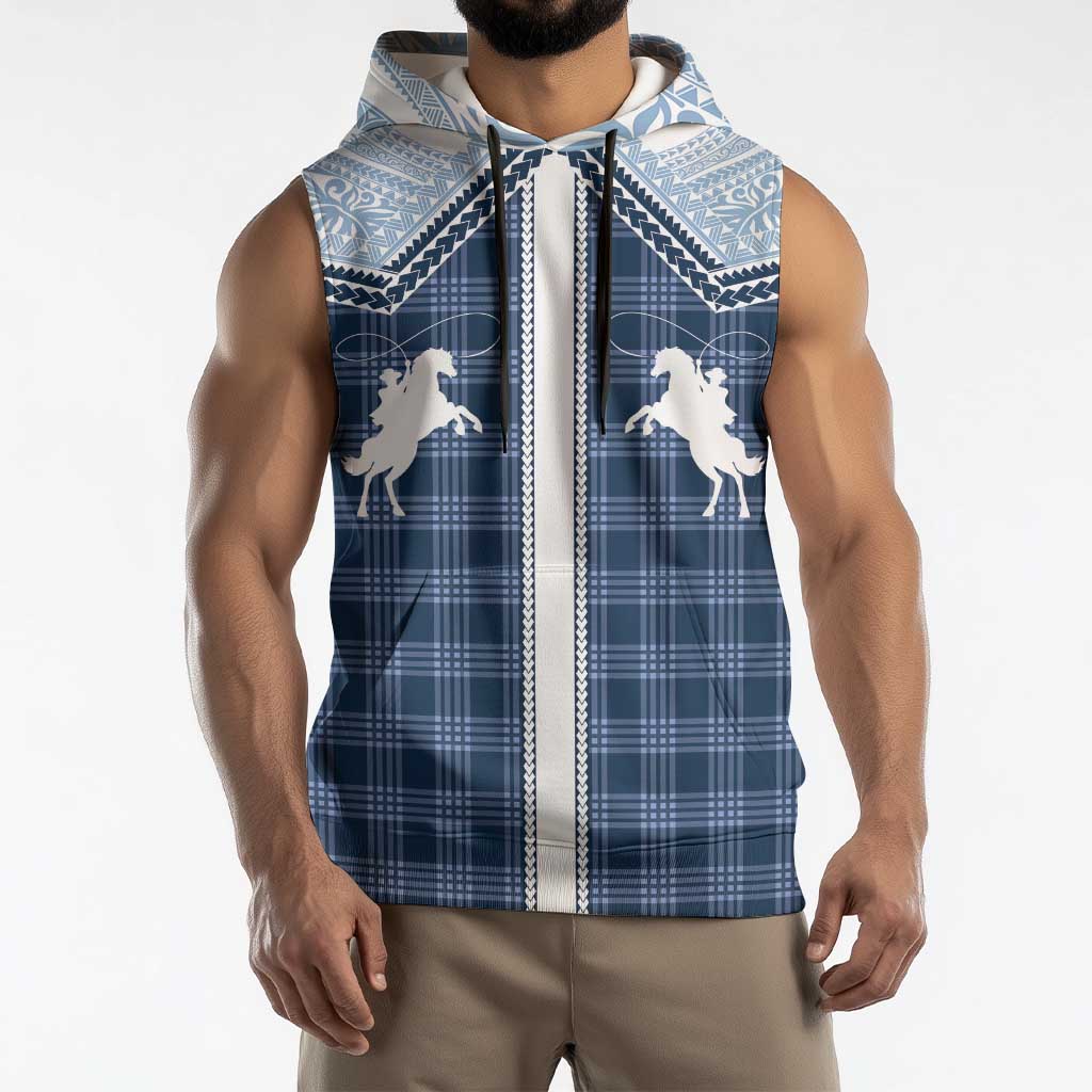 Aloha Hawaii Cowboys Paniolo Sleeveless Hoodie Navy Blue Palaka LT7 - Polynesian Pride