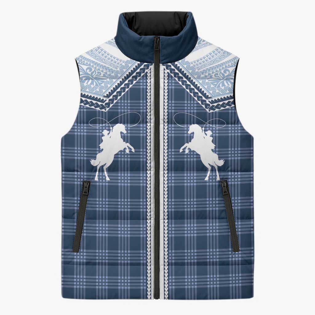 Aloha Hawaii Cowboys Paniolo Sleeveless Puffer Jacket Navy Blue Palaka LT7 Unisex Navy - Polynesian Pride